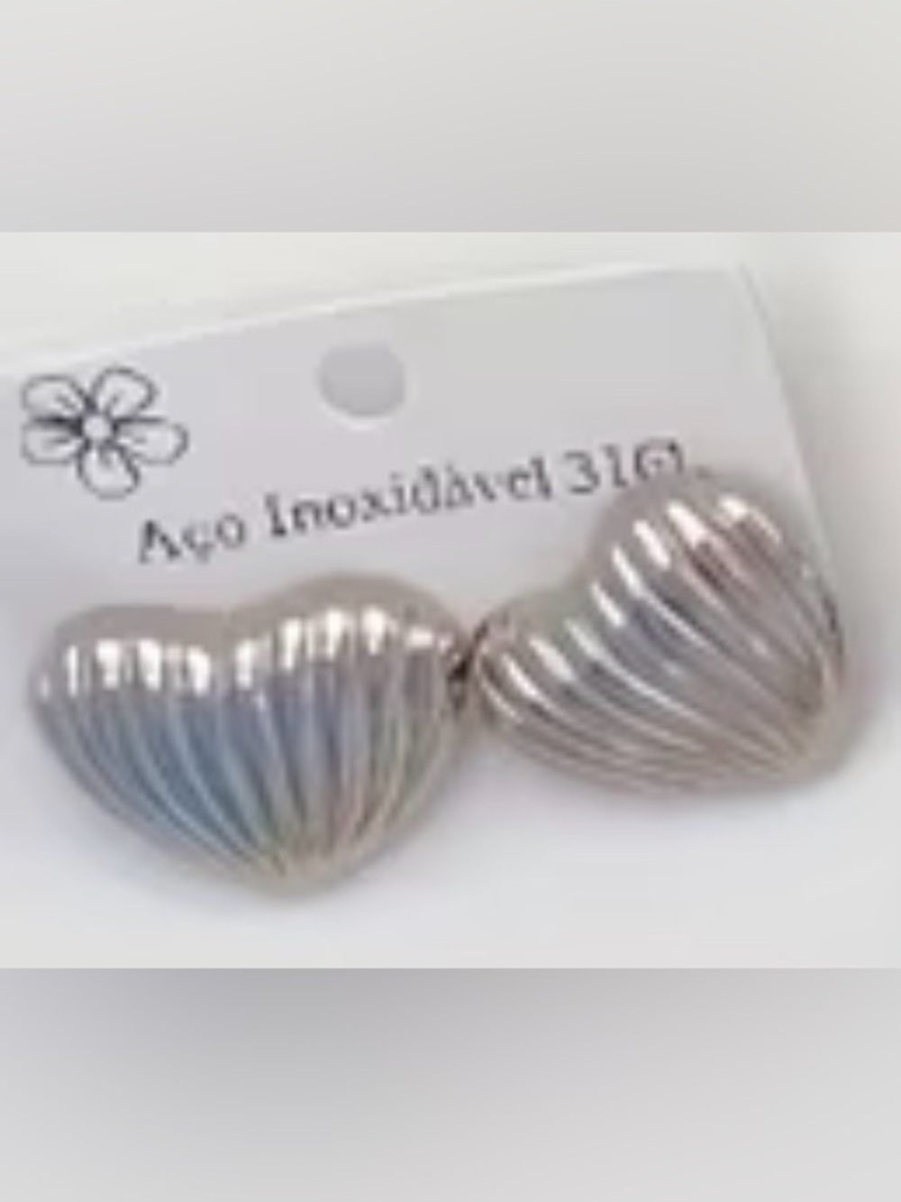 Stainless Steel Ribbed Dome Stud Earrings - Silver